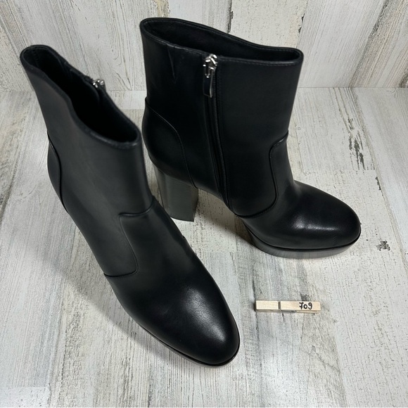 NEW Paige Black Leather Platform Side Zip Ankle Boots Edgy #709 - Picture 5 of 15
